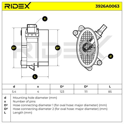 Air Mass Sensor RIDEX 3926A0063 3926A0063 - photo 7