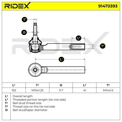 Tie Rod End RIDEX 914T0393 914T0393 - photo 5