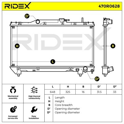 Radiator, Engine Cooling RIDEX 470R0628 470R0628 - photo 5
