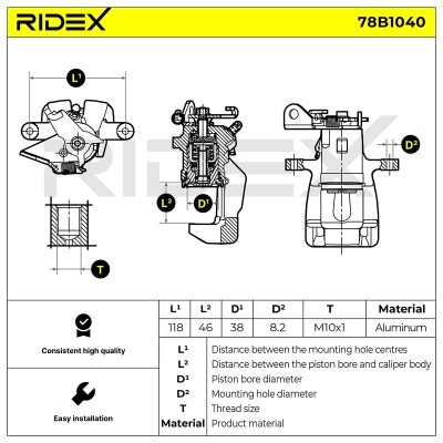 Brake Caliper RIDEX 78B1040 78B1040 - photo 6