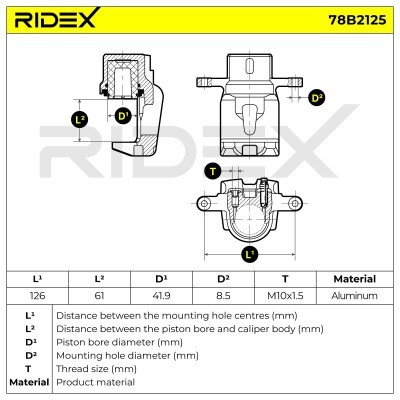 Brake Caliper RIDEX 78B2125 78B2125 - photo 7
