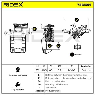 Brake Caliper RIDEX 78B1596 78B1596 - photo 6
