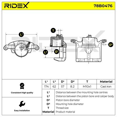 Brake Caliper RIDEX 78B0476 78B0476 - photo 4