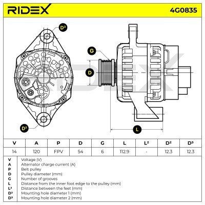 Alternator RIDEX 4G0835 4G0835 - photo 6