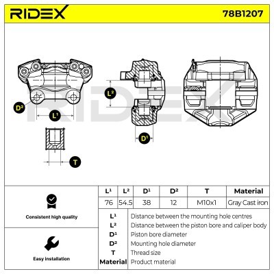 Brake Caliper RIDEX 78B1207 78B1207 - photo 5