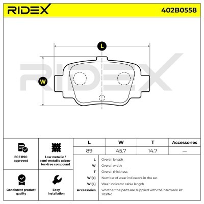 Brake Pads Set RIDEX 402B0558 402B0558 - photo 7