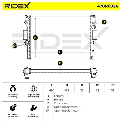 Radiator, Engine Cooling RIDEX 470R0924 470R0924 - photo 5