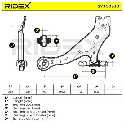 Control Arm RIDEX 273C0330 273C0330 - photo 7