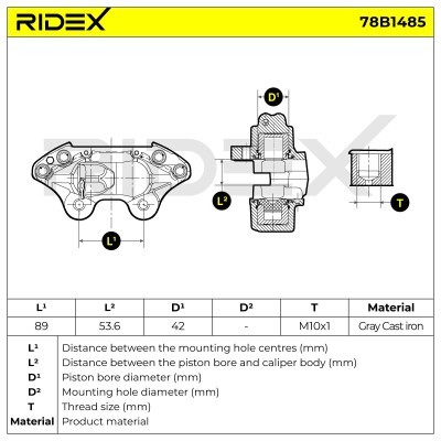 Brake Caliper RIDEX 78B1485 78B1485 - photo 7