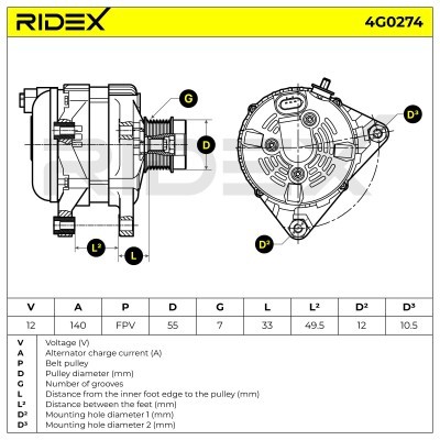 Alternator RIDEX 4G0274 4G0274 - photo 6