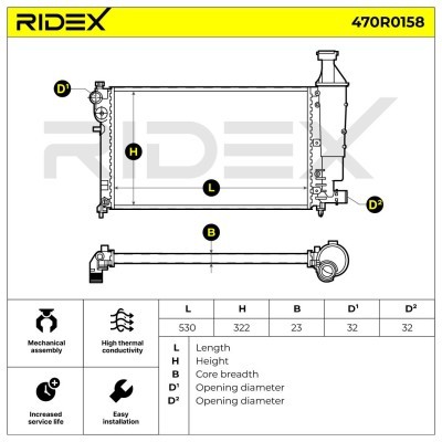 Radiator, Engine Cooling RIDEX 470R0158 470R0158 - photo 5