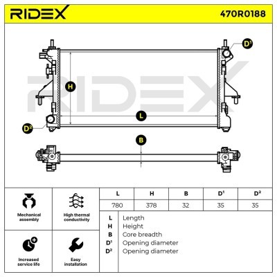 Radiator, Engine Cooling RIDEX 470R0188 470R0188 - photo 6