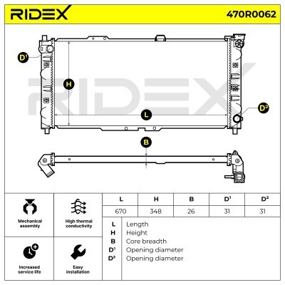 Radiator, Engine Cooling RIDEX 470R0062 470R0062 - photo 5