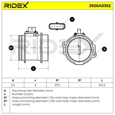 Air Mass Sensor RIDEX 3926A0352 3926A0352 - photo 6