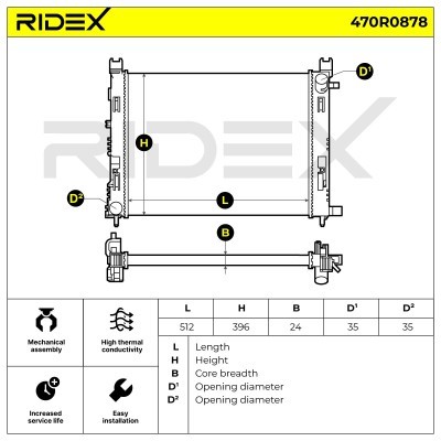 Radiator, Engine Cooling RIDEX 470R0878 470R0878 - photo 8