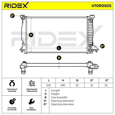 Radiator, Engine Cooling RIDEX 470R0505 470R0505 - photo 5