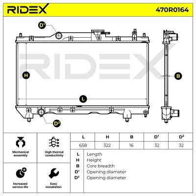Radiator, Engine Cooling RIDEX 470R0164 470R0164 - photo 8