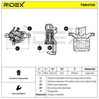 Brake Caliper RIDEX 78B0136 78B0136 - photo 3