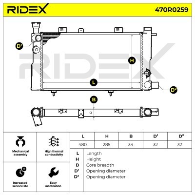 Radiator, Engine Cooling RIDEX 470R0259 470R0259 - photo 5