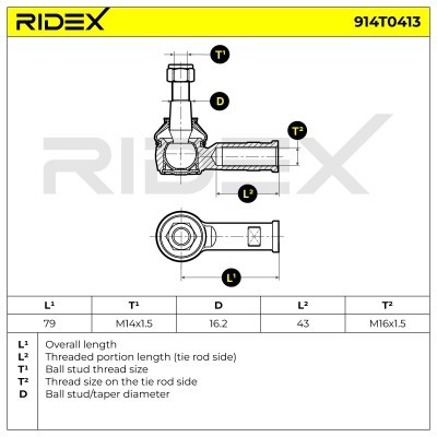 Tie Rod End RIDEX 914T0413 914T0413 - photo 5