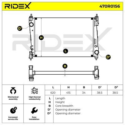 Radiator, Engine Cooling RIDEX 470R0156 470R0156 - photo 4