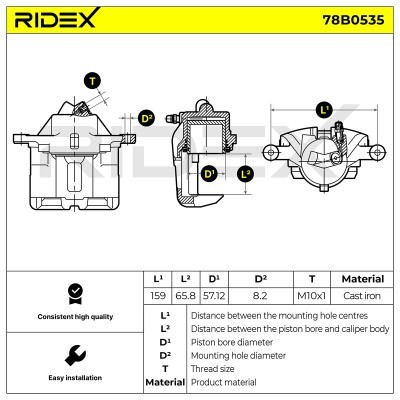 Brake Caliper RIDEX 78B0535 78B0535 - photo 5