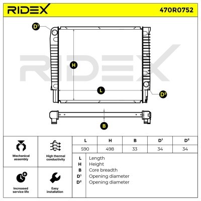 Radiator, Engine Cooling RIDEX 470R0752 470R0752 - photo 5