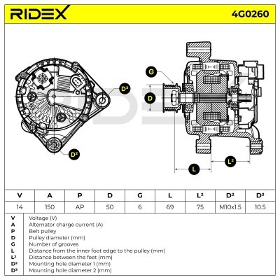 Alternator RIDEX 4G0260 4G0260 - photo 6