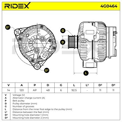 Alternator RIDEX 4G0464 4G0464 - photo 7