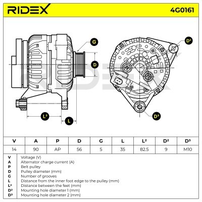 Alternator RIDEX 4G0161 4G0161 - photo 6