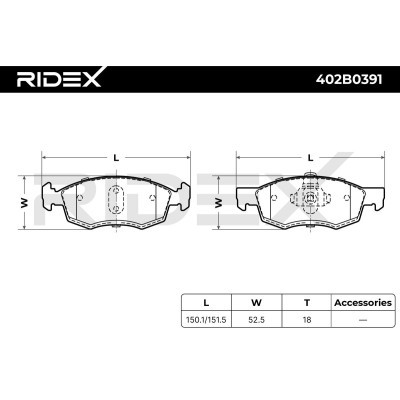Brake Pads Set RIDEX 402B0391 402B0391 - photo 7