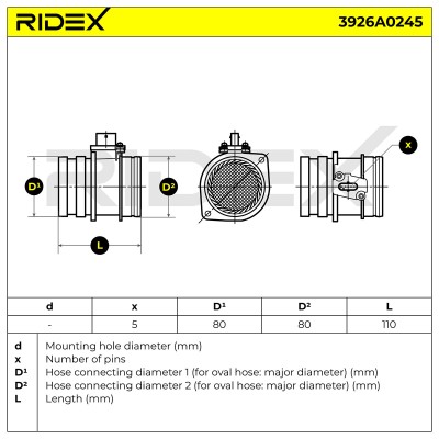 Air Mass Sensor RIDEX 3926A0245 3926A0245 - photo 6