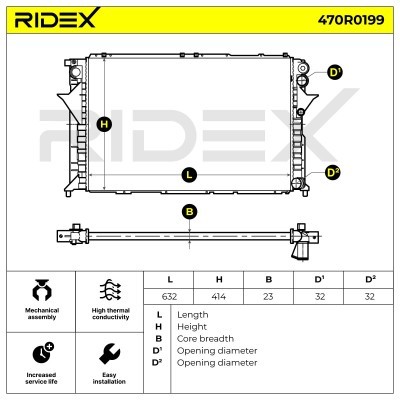 Radiator, Engine Cooling RIDEX 470R0199 470R0199 - photo 5