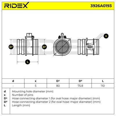 Air Mass Sensor RIDEX 3926A0193 3926A0193 - photo 6
