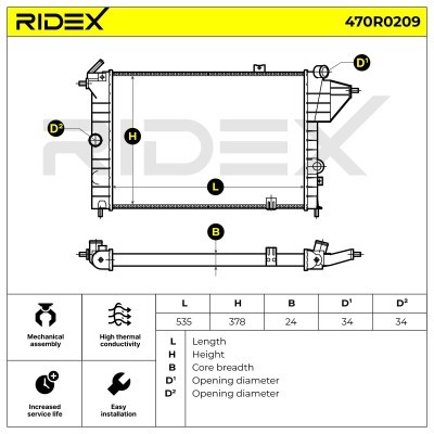 Radiator, Engine Cooling RIDEX 470R0209 470R0209 - photo 4