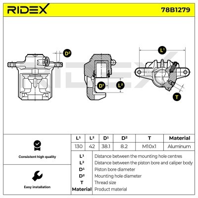 Brake Caliper RIDEX 78B1279 78B1279 - photo 3