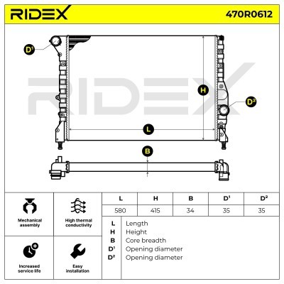 Radiator, Engine Cooling RIDEX 470R0612 470R0612 - photo 5