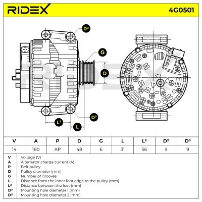Alternator RIDEX 4G0501 4G0501 - photo 7