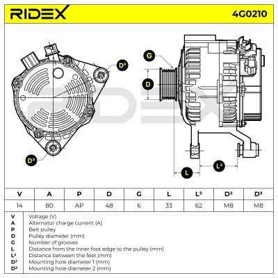 Alternator RIDEX 4G0210 4G0210 - photo 6
