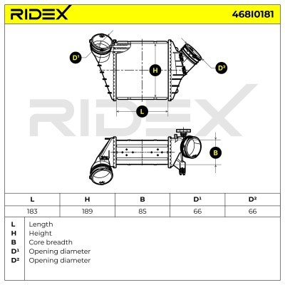Intercooler, Charger RIDEX 468I0181 468I0181 - photo 8