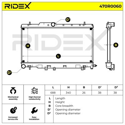 Radiator, Engine Cooling RIDEX 470R0060 470R0060 - photo 3