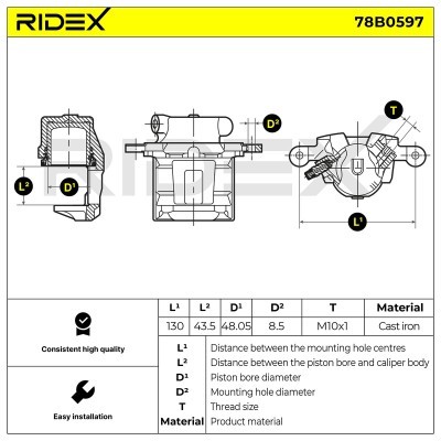 Brake Caliper RIDEX 78B0597 78B0597 - photo 6