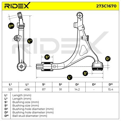 Control Arm RIDEX 273C1670 273C1670 - photo 7
