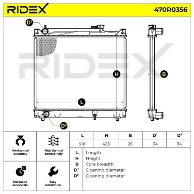 Radiator, Engine Cooling RIDEX 470R0356 470R0356 - photo 5