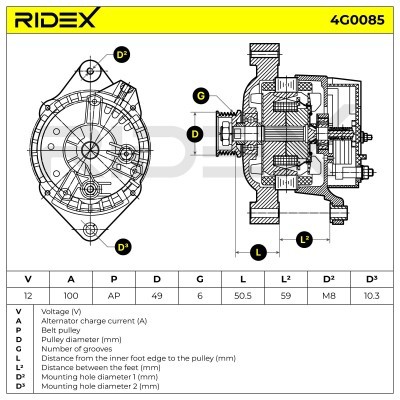 Alternator RIDEX 4G0085 4G0085 - photo 6
