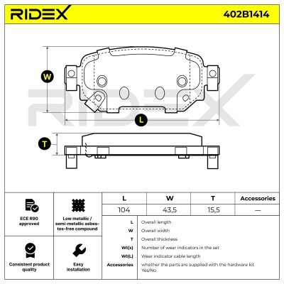 Brake Pads Set RIDEX 402B1414 402B1414 - photo 7