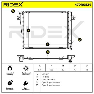 Radiator, Engine Cooling RIDEX 470R0824 470R0824 - photo 5