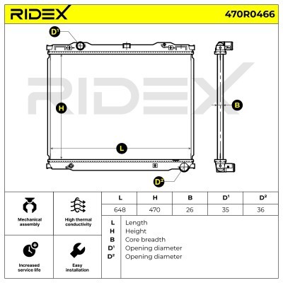 Radiator, Engine Cooling RIDEX 470R0466 470R0466 - photo 5