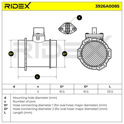 Air Mass Sensor RIDEX 3926A0085 3926A0085 - photo 6