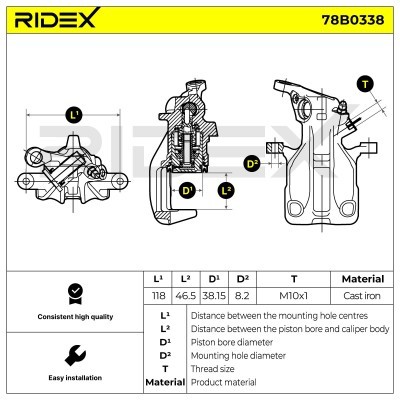 Brake Caliper RIDEX 78B0338 78B0338 - photo 5